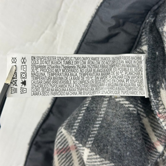 Forever 21 Grey Plaid Wool Blend Mini Skirt A-Line Grey Pink White Size M - Picture 3 of 8